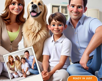 Custom Family Portrait, Cartoon Portrait from photo, 3D Cartoon Art, Couple Cartoon Drawing, Personalized Cartoon Gift, Digital File