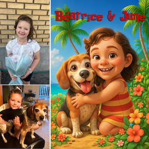 Custom Pixar-Style Cartoon Portrait | Personalized Digital Artwork for Couples, Families & Pets | Portrait from Photo, Unique Gift Portrait