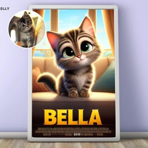 Retrato de gato de dibujos animados personalizado, retrato de gato a partir de una foto, mascota de dibujos animados, regalo para amantes de los gatos, recuerdo de gato, regalo por la pérdida de un gato, descargas digitales