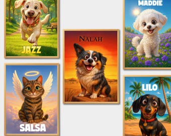 Retrato de mascota personalizado, retrato de mascota personalizado a partir de una foto, ilustración de mascota adorable, retrato digital de mascota.