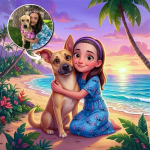 パーソナライズされた漫画のペットと飼い主の肖像画、ペットと家族のポートレート、写真から描いた飼い主とペット、ペットの漫画、デジタルファイル