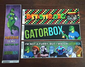 Gatorbox Mascot & Logo Bumper Stickers - 3" x 11"