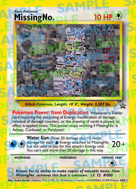 Custom Gen 1 Missingno Pokemon Trading Card (1:1 Replica of a Real Card!) -  Etsy