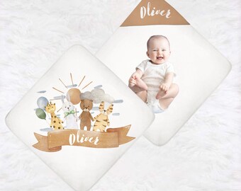 Baby Boy Hooded Towel Personalized Baby Towel  Baby Shower Gift Baby Boy Gift New Baby Gift Safari Baby Towel with Name Custom towel