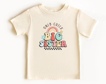 Chemise rétro grande soeur pour tout-petits - chemise enfant arc-en-ciel pour frères et sœurs - t-shirt grande soeur naturel pour tout-petits