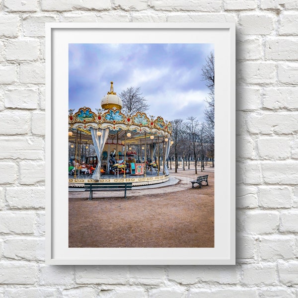 Paris Photography Print | Paris Artwork | Paris Street Photo | Carousel in the Jardin des Tuileries | Tuileries Garden | 5x7 photo print