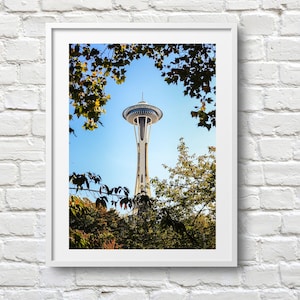 Impressão fotográfica da Seattle Space Needle | Fotografia PNW | Impressões de Seattle | Impressões de arte de bairros e pontos turísticos de Seattle | Cartões-postais de Seattle