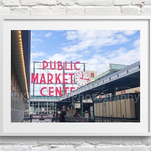 Seattle Pike Place Market Photo Print | Public Market Center Sign | Farmer&#39;s Market | PNW Photography | Seattle Postcards | Washington Art