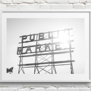 Seattle Pike Place Market Photo Print | Public Market Sign | Farmer&#39;s Market | PNW Photography | Seattle Landmark Postcard | Washington Art