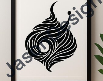 Abstract Flame Tattoo Stencil – Tribal Symbol Digital Download