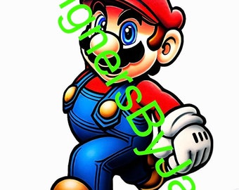 Super Mario for tattoos, shirt prints design or stickers, jpg, svg, png, pdf available