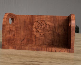 Estantería para libros de sobremesa con patrón de rosas - Modelo 3D detallado con plano CNC