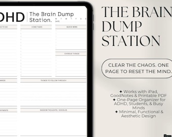 The Brain Dump Station | ADHD Brain Dump Sheet | Adult ADHD Planner | Printable Brain Dump Template | Focus & Task Organizer PDF