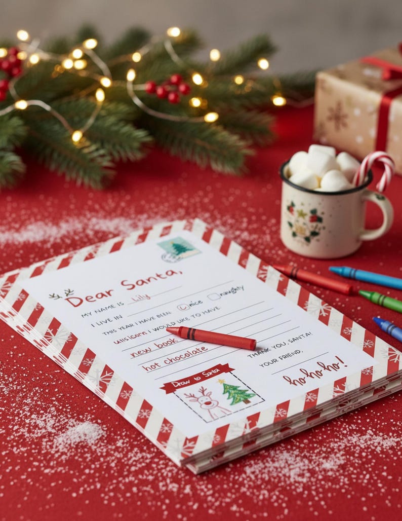 Letter to Santa Printable | Kids Christmas Wish List PDF | Digital ...