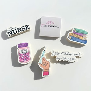 Pacote de adesivos para estudantes de enfermagem (6) - Escola de enfermagem, Semana das enfermeiras, Presente para novos enfermeiros, RN LPN Healthcare, Adesivos engraçados para enfermeiras, Adesivos médicos