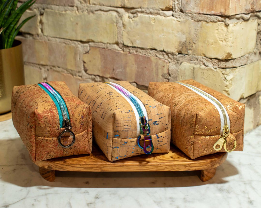 Mini Cork Boxy Pouches Large Sized Zipper Pouch Keychain Pouch Handmade ...