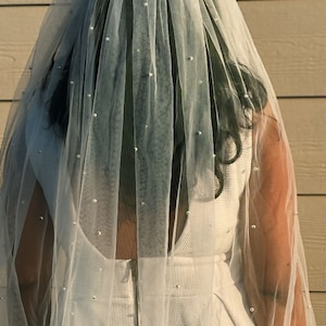 Pearl Wedding Veil wedding veil Chapel bridal Modern beaded Veil Ivory Wedding Veil cathedral Veil Simple Veil Single layer Veil