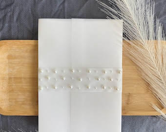 Vellum Pearl Bands pearl Belly Band for 5x7 Invitations prefolded Vellum Bands pearl Vellum Belly Bands for Invitations A7 pearl vellum