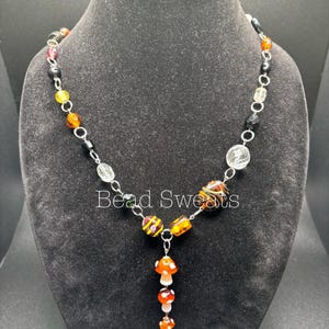 Glass Beaded Mushroom Necklace
