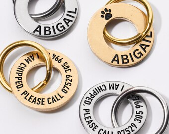 Personalized Tag for Pet, Customizable Engraved Pet ID Tag, Custom Pet ID Tag, Dog Tag, Cat Tag, Puppy ID Tag, Paw Graphic Pet Tag