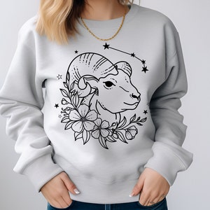 Aries floral sweater Aries sweatshirt zodiac sweatshirt for women birthday gift for Aries zodiac sign gift horoscope Aries gifts 5XL