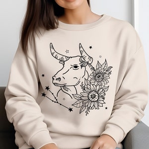 Taurus floral sweater Taurus sweatshirt zodiac sweatshirt for women birthday gift for Taurus zodiac sign gift horoscope Taurus gifts 5XL