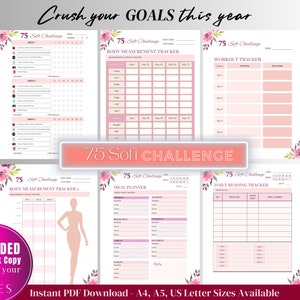 75 Soft Challenge Habit Tracker, #75softchallenge, Daily 75 Soft Challenge journal, Fitness & Health Planner, Habit Tracker,Digital, PDF