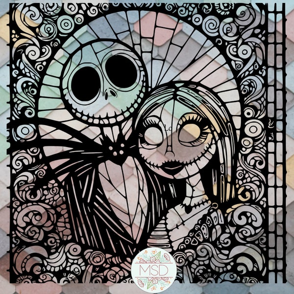 Jack & Sally - Nightmare Before Christmas SVG - Intricate Weeding, Cricut, Silhouette Vinyl Digital Files