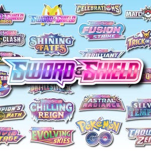 Etiquetas adhesivas holográficas para carpetas de Pokémon Espada y Escudo TCG