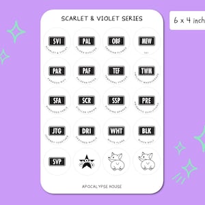 Etiquetas de adesivos para conjuntos de Pokémon TCG