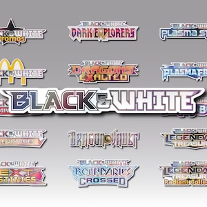 Juego de carpetas con etiquetas adhesivas holográficas para cartas de TCG de Pokémon Blanco y Negro