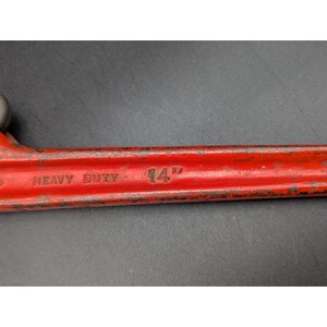 Vtg Red RIDGID 14" Pipe Wrench Heavy Duty Elyria, Ohio USA Rigid Ridge Tool Co. image 4