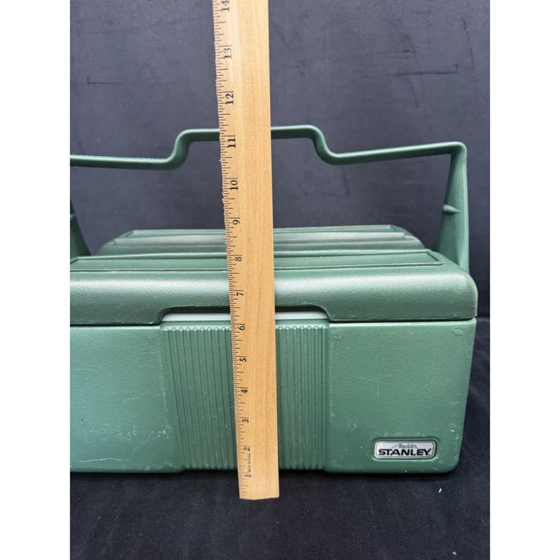 1989 Stanley Aladdin Cooler Green Insulated Divided Lunch Box No Thermos USA image 14