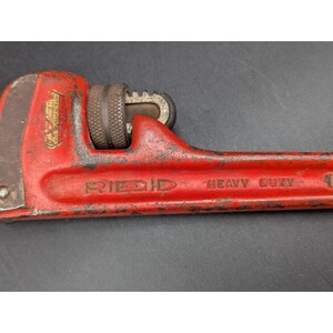Vtg Red RIDGID 14" Pipe Wrench Heavy Duty Elyria, Ohio USA Rigid Ridge Tool Co. image 2