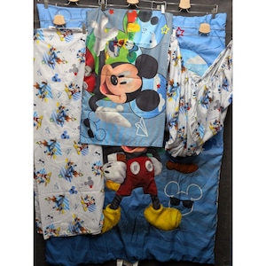 Vintage Disney Junior Mickey Toddler Bed Set Complete 4 Pieces 90s Toddler Decor