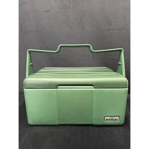 1989 Stanley Aladdin Cooler Green Insulated Divided Lunch Box No Thermos USA image 5