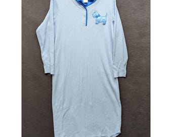 Secret Treasures Blue Thermal Weave Nightgown Scotty Scottish Terrier Size L