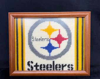 Steelers Framed Plastic Canvas PIttsburgh Steelers NFL Logo Granny Core
