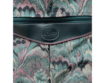 Vintage Luggage Airway Garment Bag Tapestry Teal/Pink Travel Bag Suit Dress