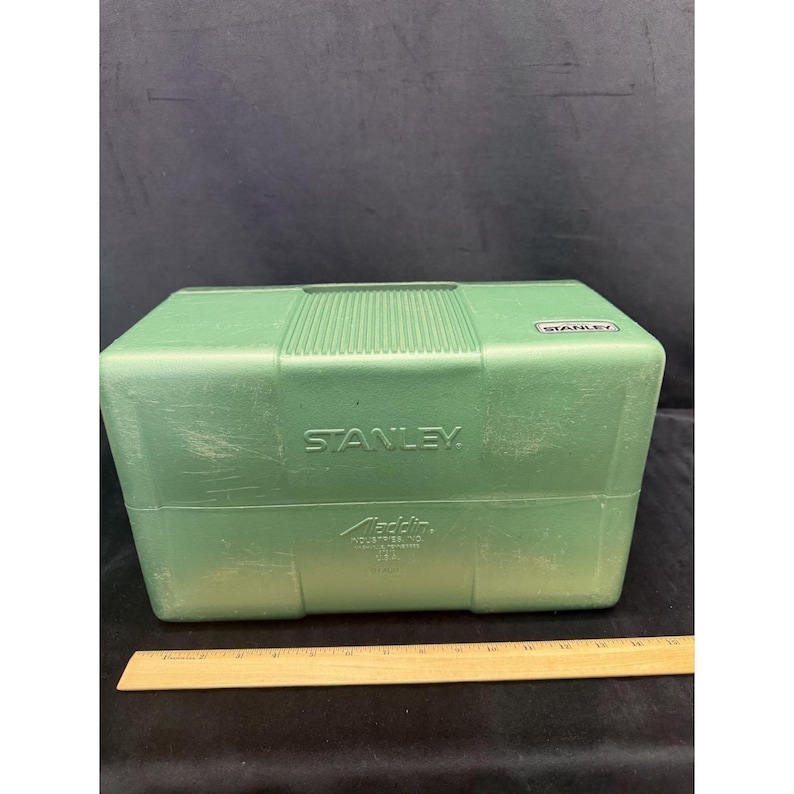 1989 Stanley Aladdin Cooler Green Insulated Divided Lunch Box No Thermos USA image 13