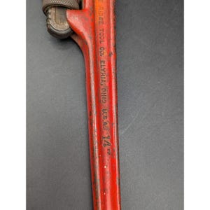 Vtg Red RIDGID 14" Pipe Wrench Heavy Duty Elyria, Ohio USA Rigid Ridge Tool Co. image 8