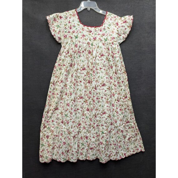 Vintage Handmade House Dress Cottage Core Romantic Floral Embroidered Fairy OOAK View 2