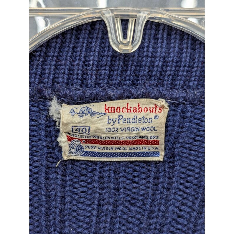 Knockabouts by Pendleton Blue Virgin Wool Cardigan Sweater Granny Mail Lady 40 画像 4
