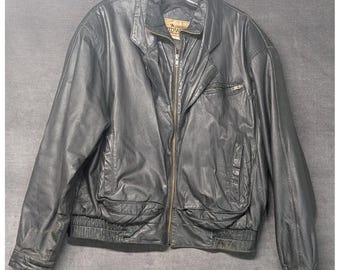 Vtg Midway Mens Leather Coat Size XL 44 Soft Fully Lined Bomber Jacket Pockets