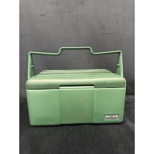 1989 Stanley Aladdin Cooler Green Insulated Divided Lunch Box No Thermos USA image 1