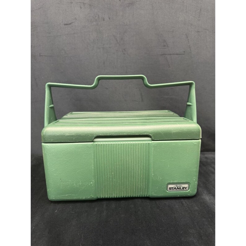 1989 Stanley Aladdin Cooler Green Insulated Divided Lunch Box No Thermos USA image 1