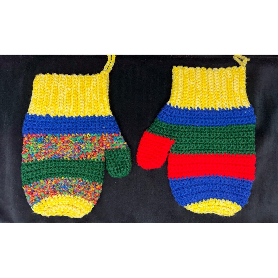 Giant Crochet Mitten Stockings OOAK Multicolor Fun Novelty Mittens ...