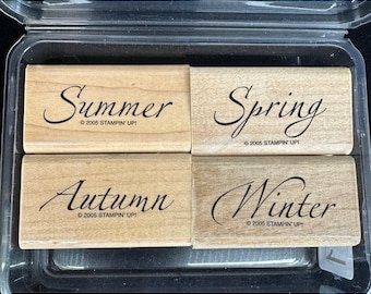 Stampin' Up! SEASON BY SEASON 4 Wood Mounted Rubber Stamps 2005 Vtg Seasons