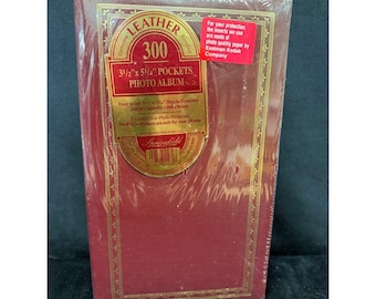 Vintage Springfield Red Leather Photo Album RBL905 300 Pockets 3.5"x5.25" Sealed