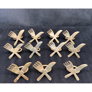 Vintage Knife & Fork Metal Napkin Holders Napkin Rings 2" Lot of 11 Tablescape